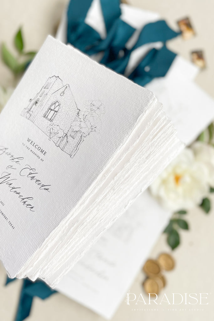 Dahlia Handmade Paper Wedding Programs