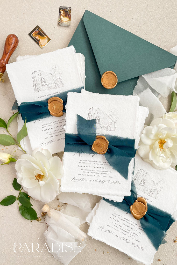 Alivia Handmade Paper Wedding Invitation Sets