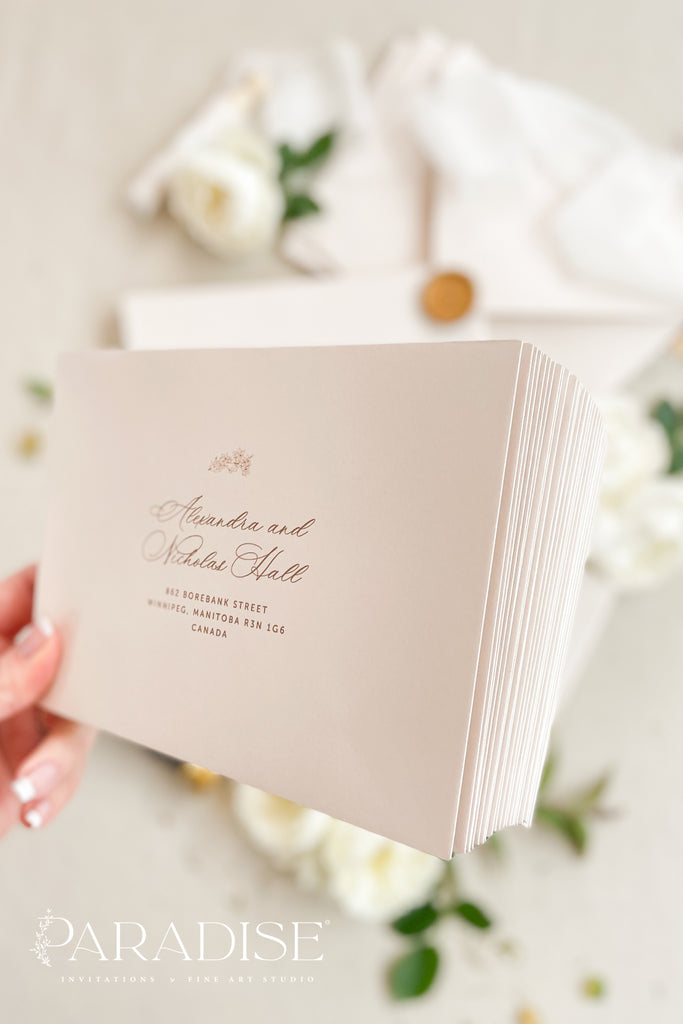 Almond Envelopes and Custom Address Printing