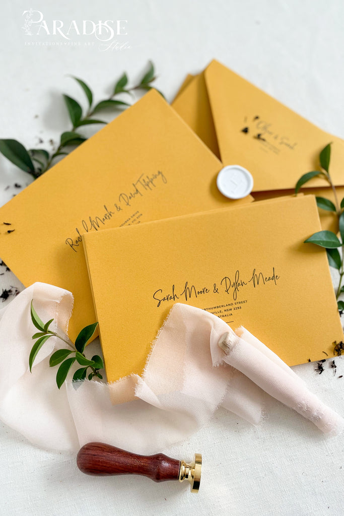 Mustard Envelopes and Black Ink Printing