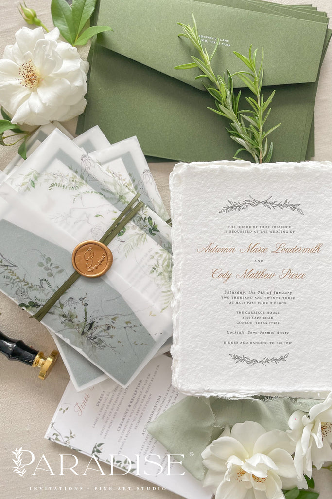 Scarlett Handmade Paper Wedding Invitation Sets