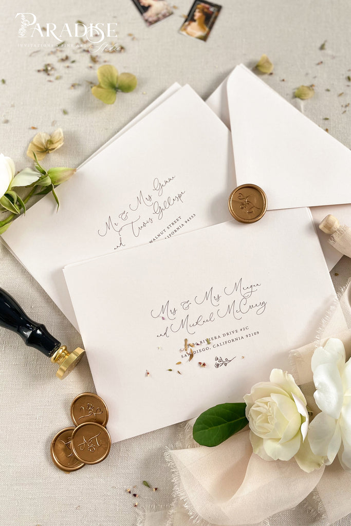 Almond Envelopes and Black Ink Printing