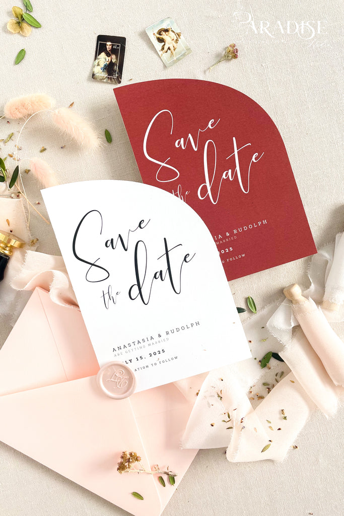 Ilse Half Arch Save the Date Cards