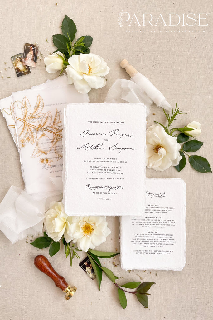 Ainsley Handmade Paper Wedding Invitation Sets