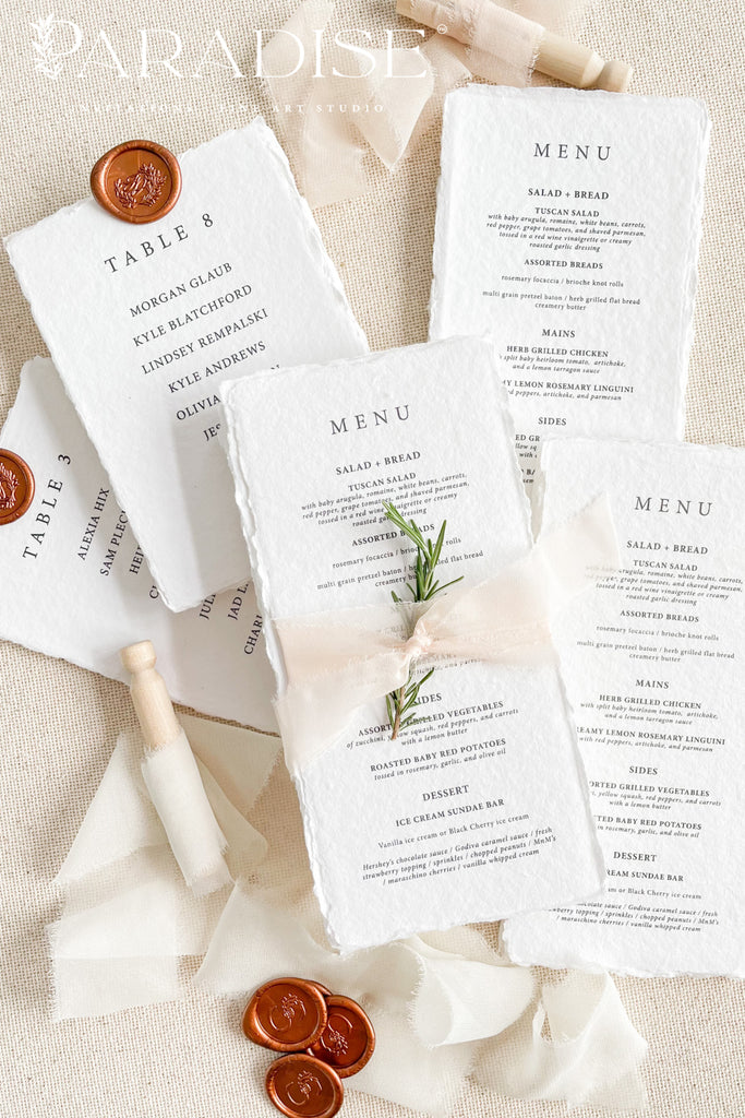 Edmee Handmade Paper Wedding Menus