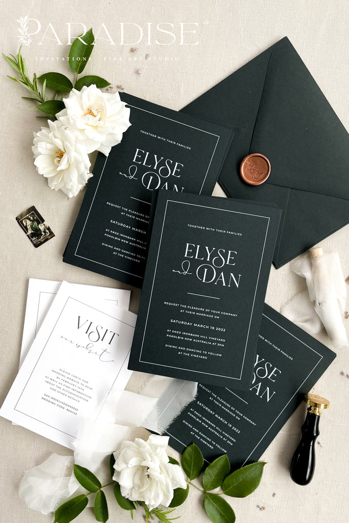 Damiane Black and White Wedding Invitations