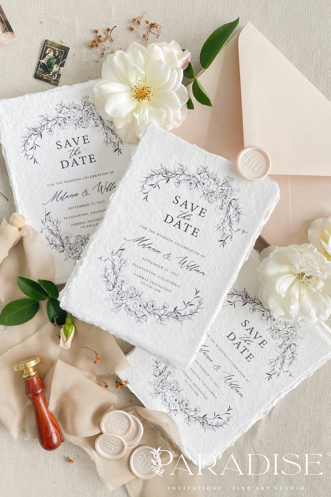 Polly Handmade Paper Save the Date Cards