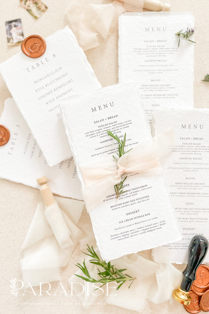 Edmee Handmade Paper Wedding Menus