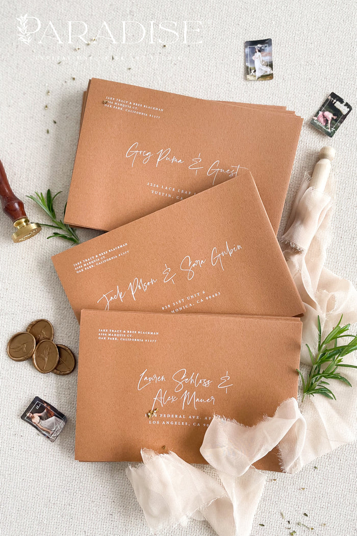 Terracotta Envelopes and White ink Printing