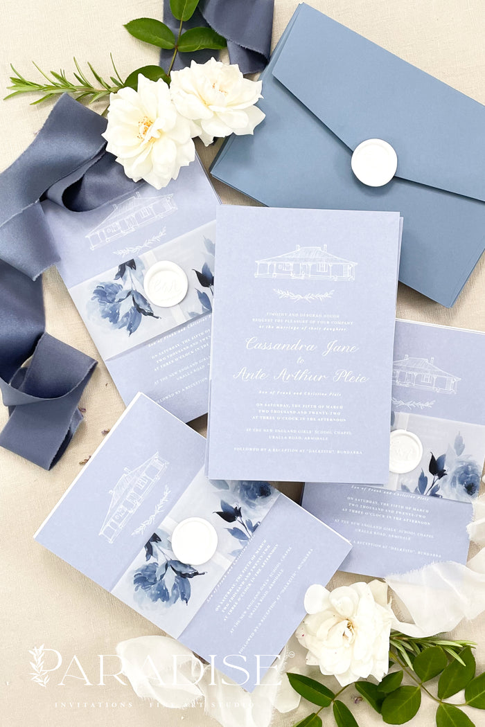 Desire Dusty Blue Wedding Invitations