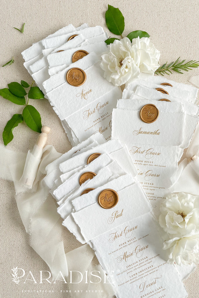 Coco Handmade Paper Wedding Menus