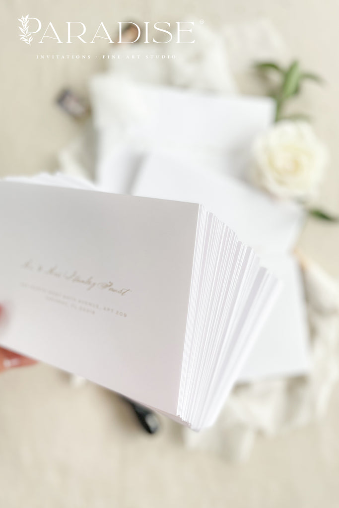 Winter White Envelopes and Golden Ink Printing