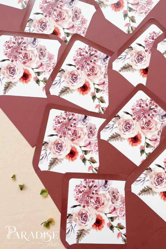 Deep Rose Envelopes White Ink Printing, Envelope Liners