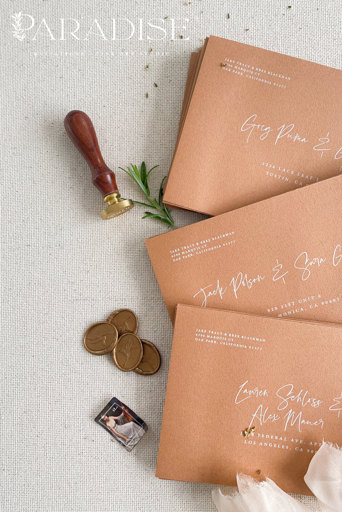 Terracotta Envelopes and White ink Printing