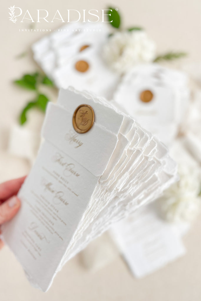 Coco Handmade Paper Wedding Menus