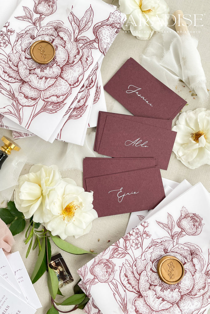 Laura Burgundy Place Cards