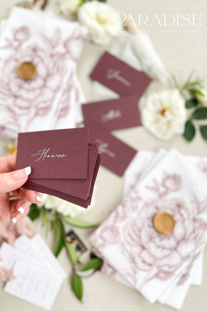 Laura Burgundy Place Cards