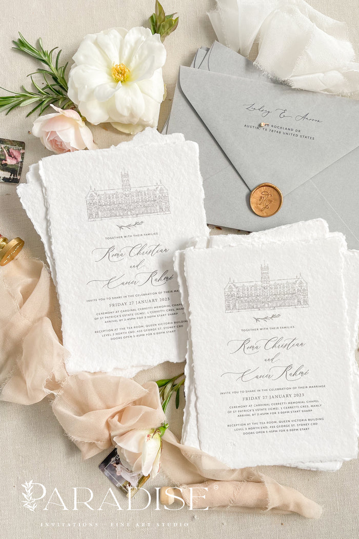 Emeraude Handmade Paper Wedding Invitation Sets