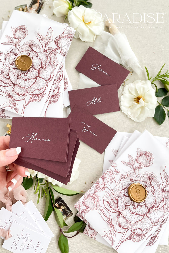 Laura Burgundy Place Cards