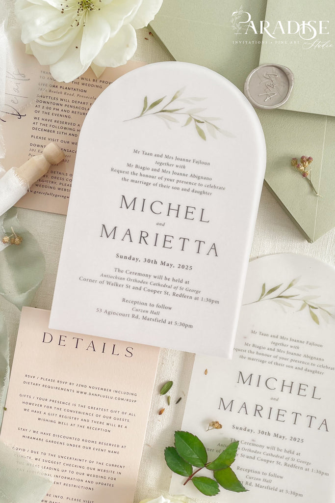 Dulcia Vellum Arch Wedding Invitation Sets