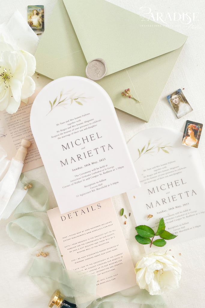 Dulcia Vellum Arch Wedding Invitation Sets