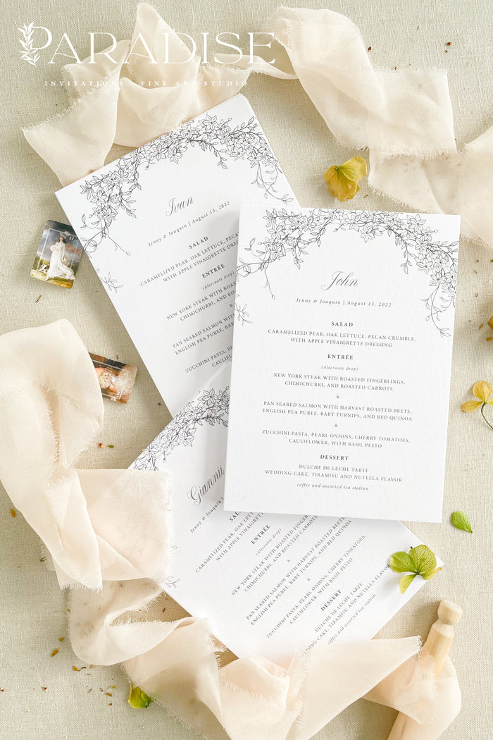 Estee Calligraphy Wedding Menus