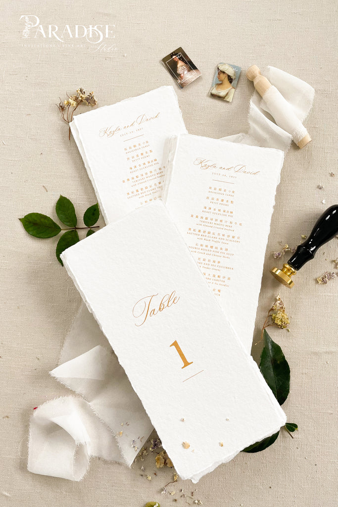 Reinella Handmade Paper Wedding Menus