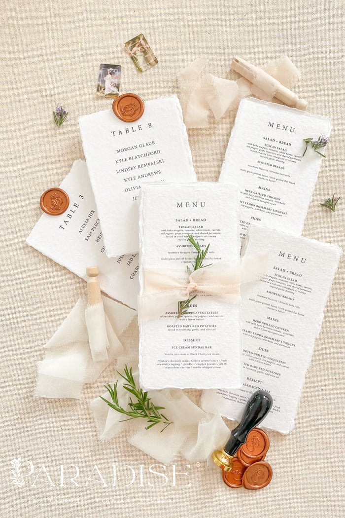 Edmee Handmade Paper Wedding Menus