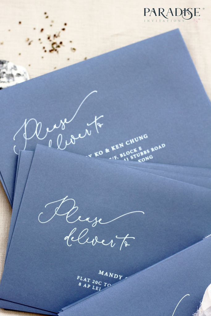 Sky Blue Envelopes White Ink Printing