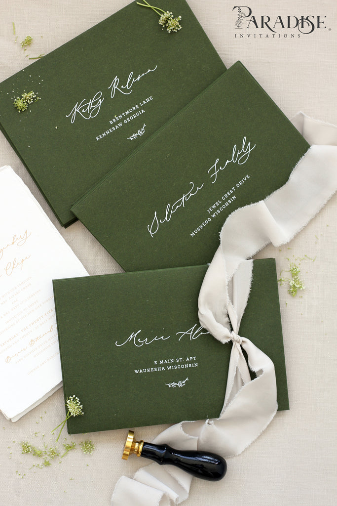 Forest Green Envelopes White Ink Printing