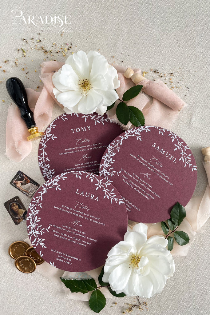 Fabricia Circle Wedding Menus