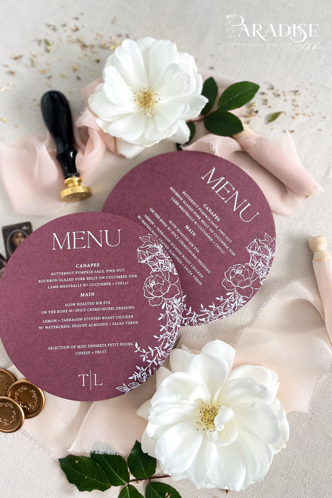 Chipriana Circle Wedding Menus