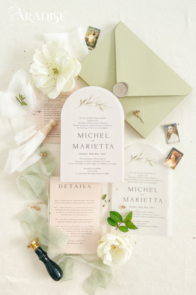 Dulcia Vellum Arch Wedding Invitation Sets