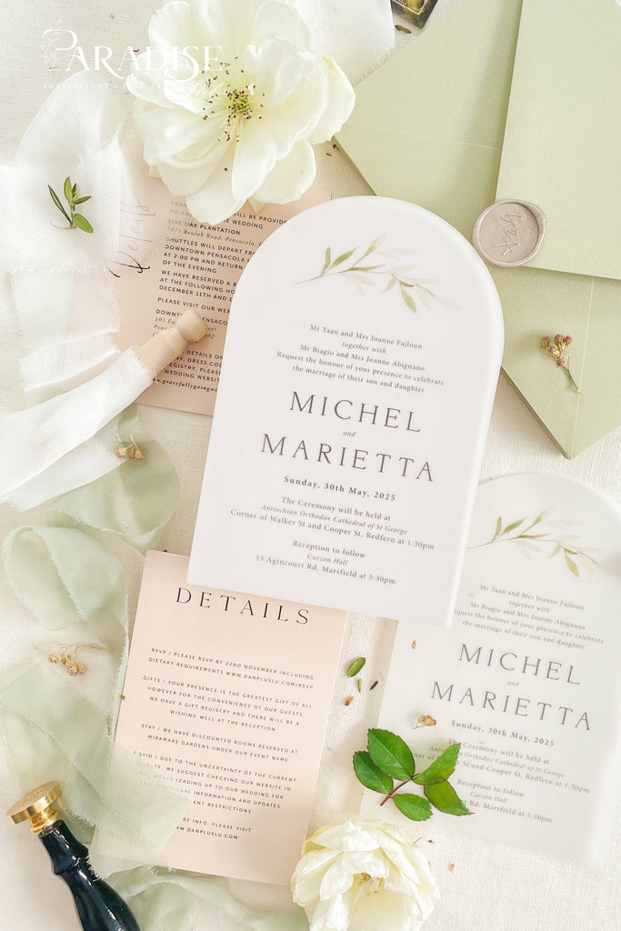 Dulcia Vellum Arch Wedding Invitation Sets