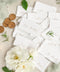 Create a romantic, fine-art tablescape with our handmade paper place cards, crafted from luxurious cotton rag paper and finished with soft, torn deckled edges. Each card features elegant calligraphy, delicate chiffon ribbon, and a timeless organic texture - perfect for weddings, intimate dinners, bridal showers, or upscale celebrations. These artisan-crafted pieces bring softness, refinement, and natural beauty to any seating display.