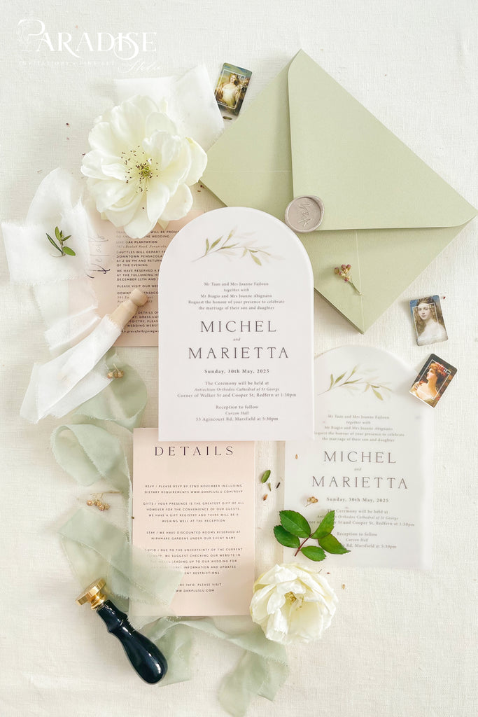 Dulcia Vellum Arch Wedding Invitation Sets