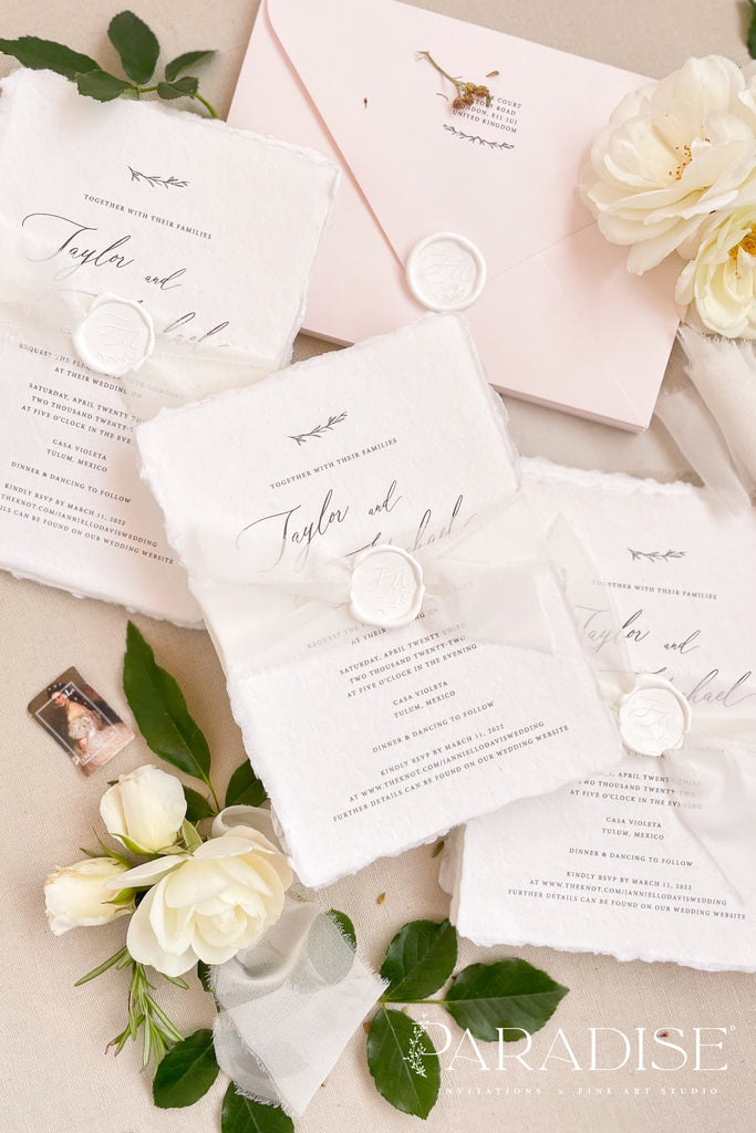 Lexi Handmade Paper Wedding Invitation Sets