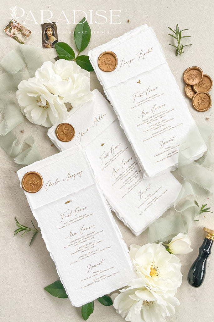 Jules Handmade Paper Wedding Menus