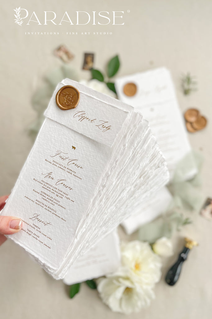 Jules Handmade Paper Wedding Menus