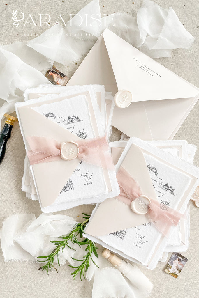 Armandine Handmade Paper Wedding Invitation Sets