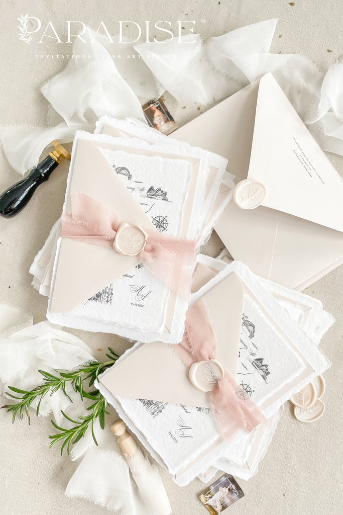 Armandine Handmade Paper Wedding Invitation Sets