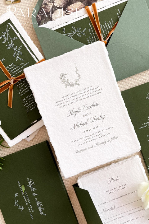 Set a modern and sleek tone for your special day with these unique wedding invitations. Perfect for a garden wedding or a sophisticated outdoor celebration, these invites combine contemporary design with the organic beauty of premium paper. Featuring a stylish wedding timeline that gives your guests a clear overview of the day's events, this suite is as functional as it is beautiful. 
