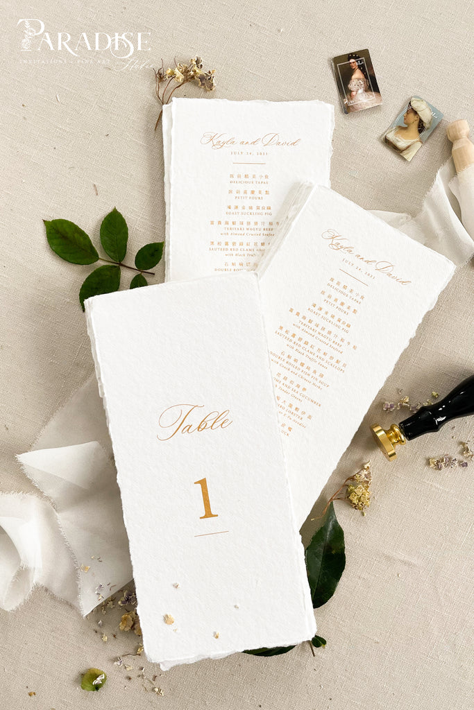 Reinella Handmade Paper Wedding Menus