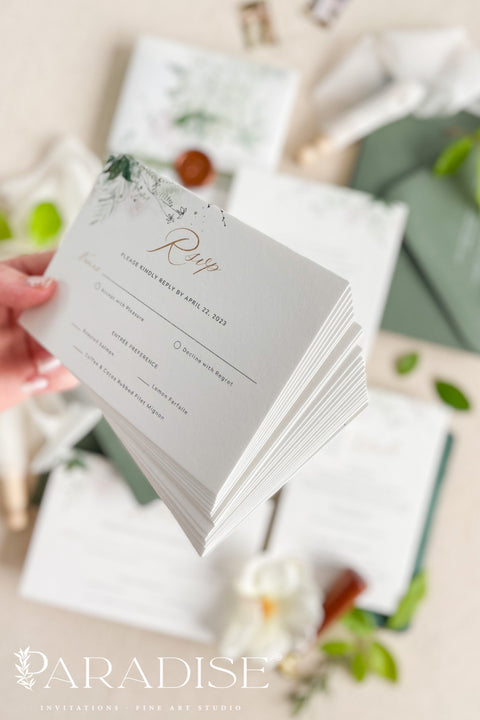 Bring the beauty of nature to your wedding day with our botanical vellum wedding invitation suite, designed for couples who adore timeless elegance with a modern organic touch. Each invitation is printed on luxury textured paper featuring soft watercolor greenery and wrapped in a translucent vellum cover, sealed with a warm wax seal for a romantic fine art finish.