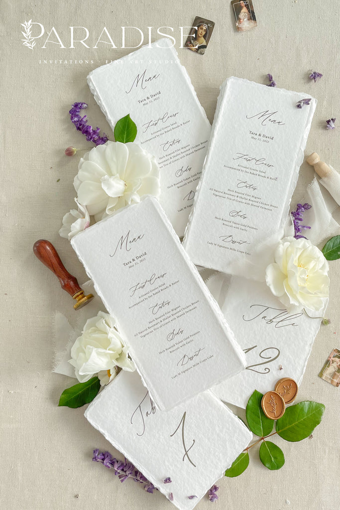 Maelys Handmade Paper Wedding Menus