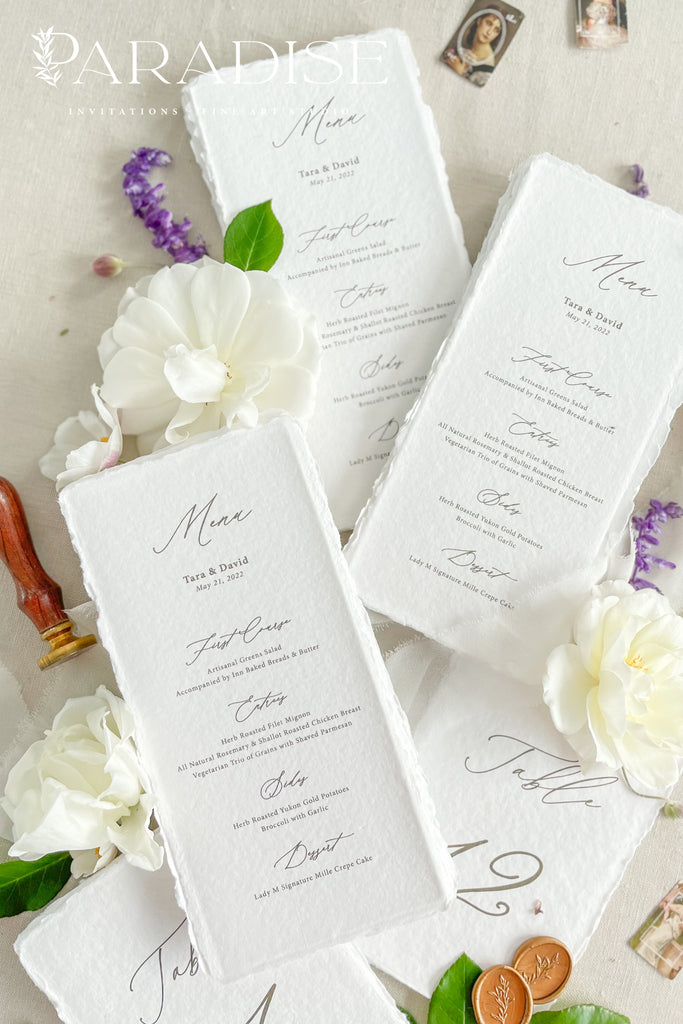 Maelys Handmade Paper Wedding Menus