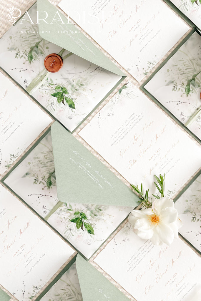 Charmayne Watercolor Greenery Wedding Invitations