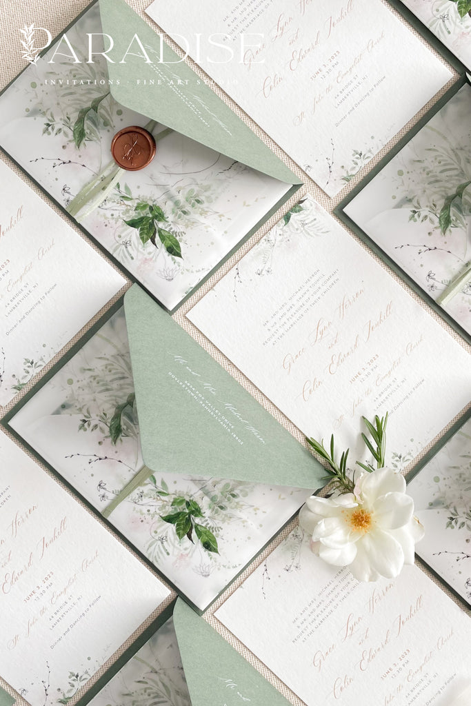 Charmayne Watercolor Greenery Wedding Invitations