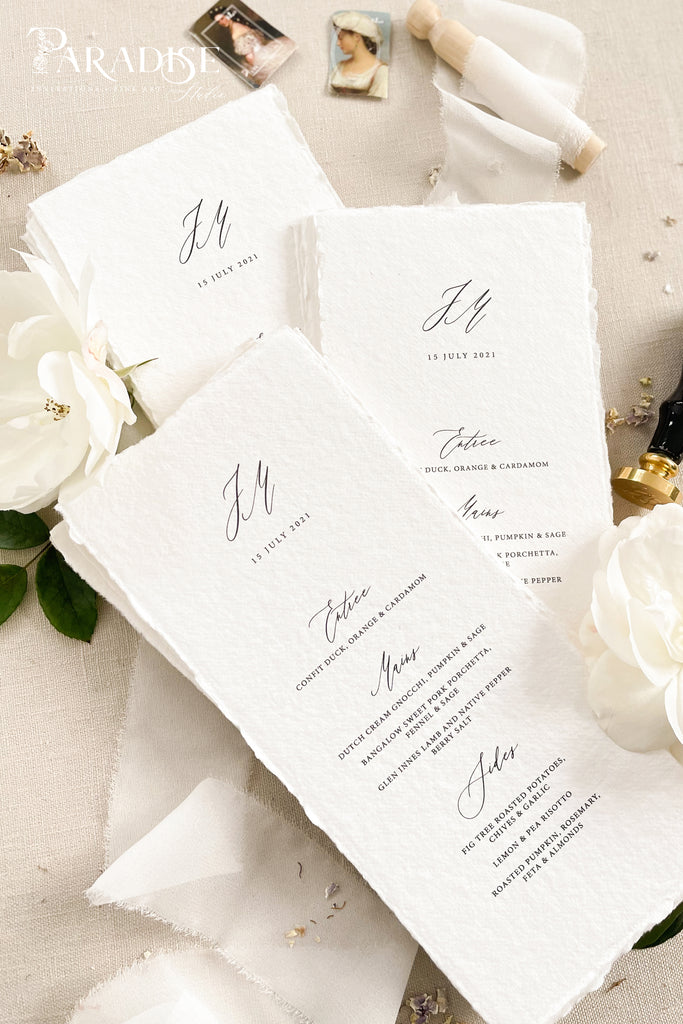 Soulle Handmade Paper Wedding Menus