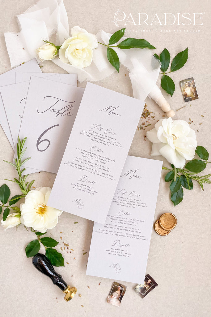 Paris Haze Wedding Menus